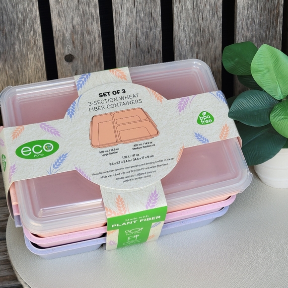 Eco-Friendly Plant Fiber Food Storage Containers - Pink Orange Purple - Picture 2 of 13